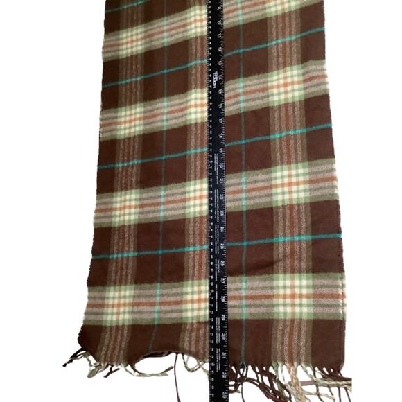 V. Fraas Brown Plaid Scarf, Made in Germany, Cozy, Preppy, and Vintage - Picture 5 of 5